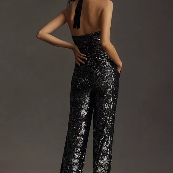 NWT Maeve Anthropologie Sequined Plunge Neck Jumpsuit - Picture 2 of 4